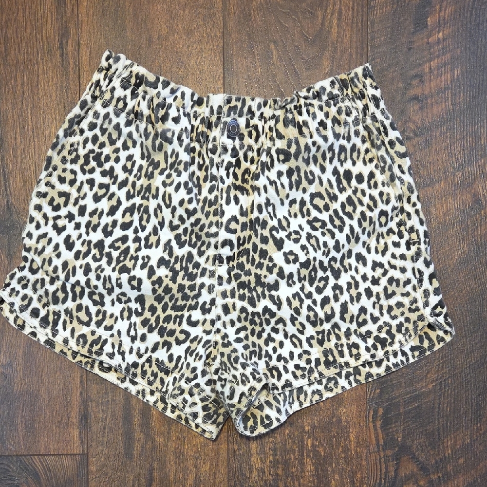 Thread & Supply Leopard Print High Waist Shorts - Tan & Black